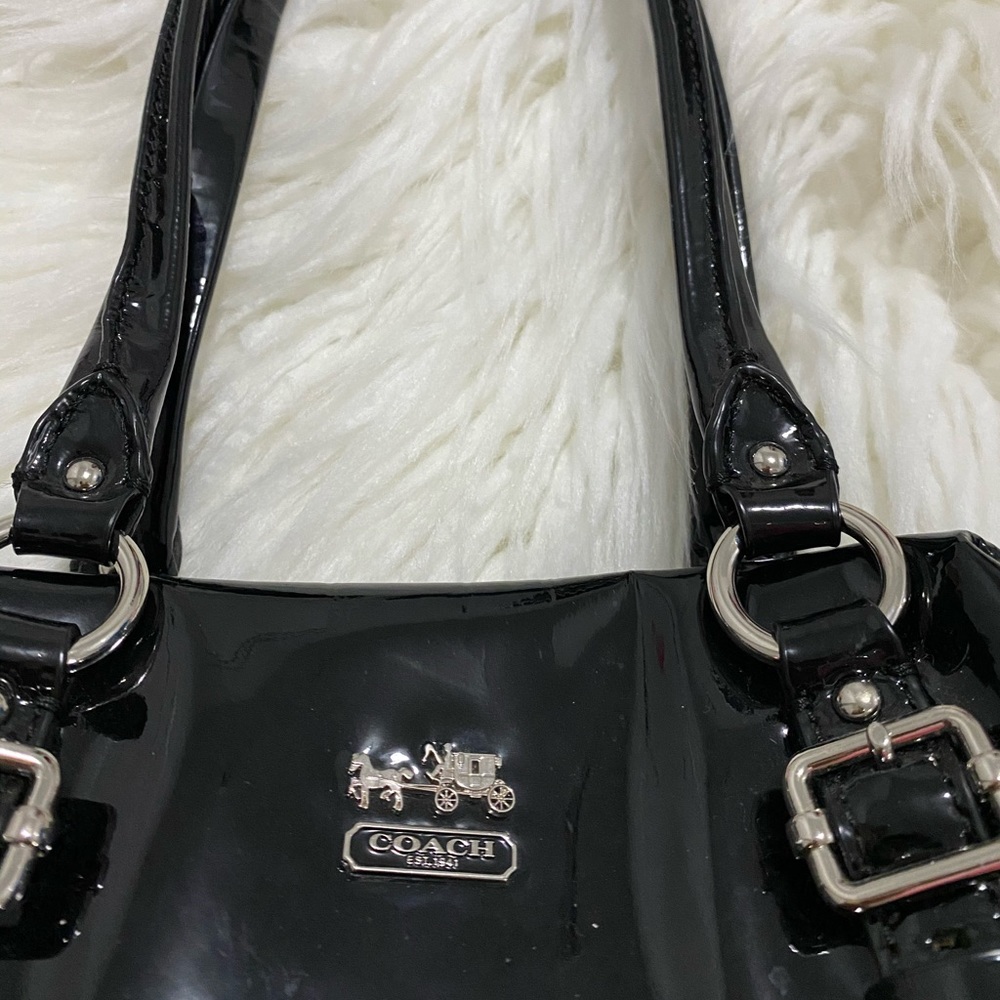 Coach black patent leather handbag
